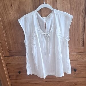 Lucky Brand White Blouse with Tie-Front